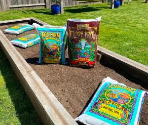FoxFarm products in an outdoor garden